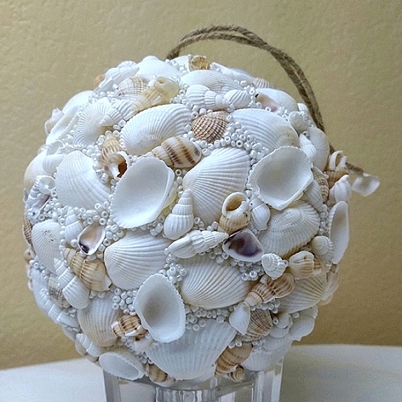 NWT 5" Hanging Glass Bead/Seashell Ball - Picture 5 of 10